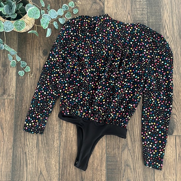 AFRM Plunging Front Multicolored Heart Print Bodysuit - Picture 5 of 5